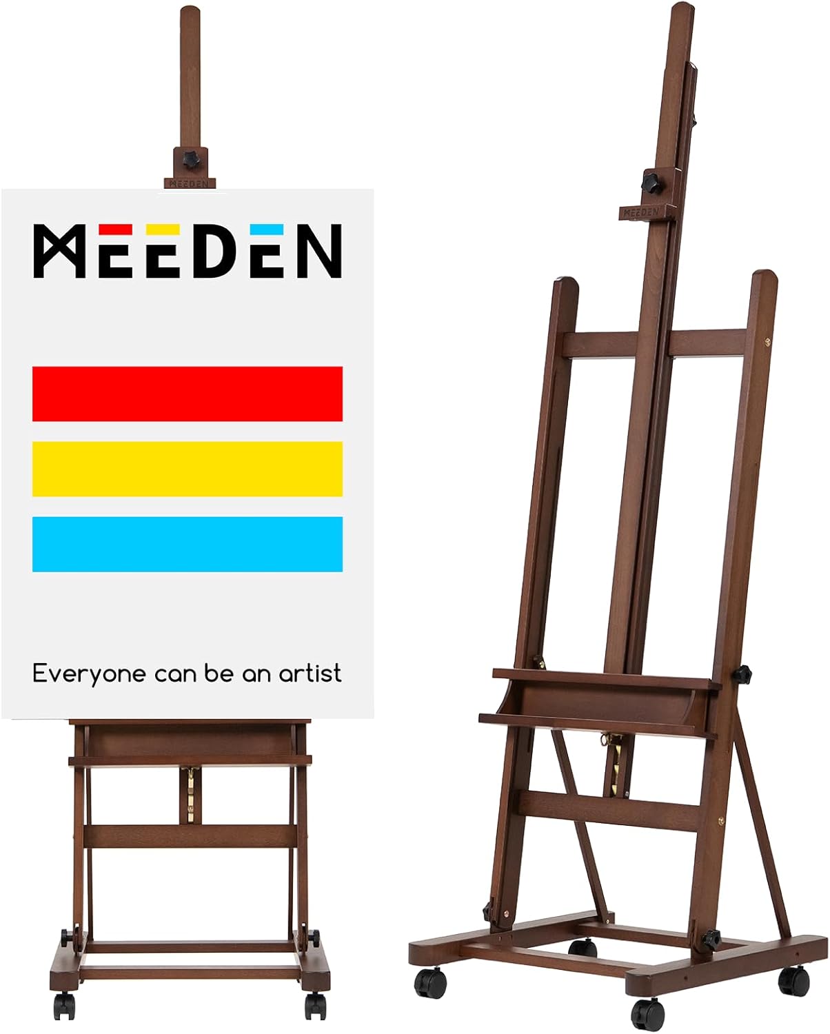 MEEDEN Easel Stand for Painting and Display, Adjustable H Frame Floor Art Easel for Drawing, Heavy Duty Beech Wood Hold Canvas up to 146