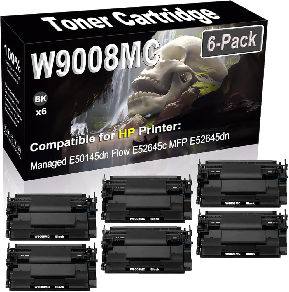 SINIYA 6-Pack Compatible High Capacity W9008 W9008MC Imaging Toner Cartridge use for Managed E50145dn Flow E52645c MFP E52645dn Printer (Black)