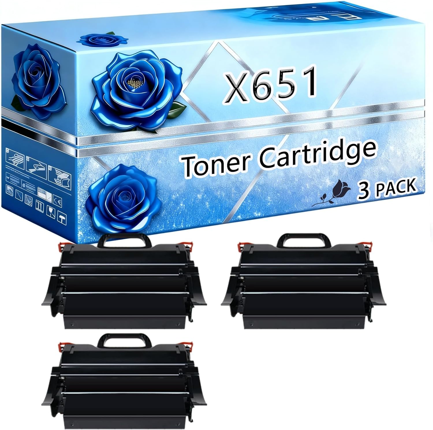 BIVOL Compatible Toner Cartridge Replacement for Lexmark X651 High Yield 35000 Pages X651 X652 X654 X656 X658 Printers (3 Pack Black)