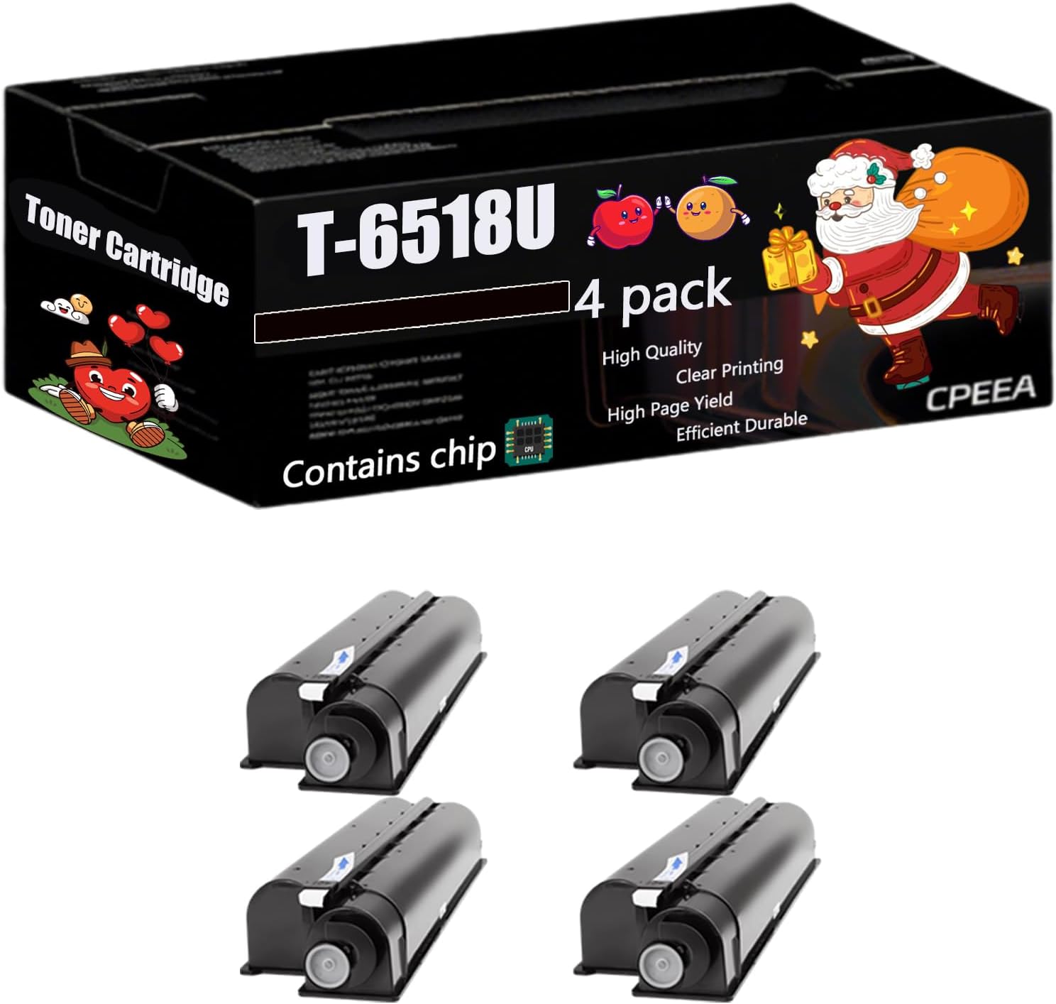 Compatible for Toshiba T-6518U Toner Cartridge Work for Toshiba e-Studio 5518A 6518A 7518A 8518A Printers, with Chip, High Yield 206600 Pages, Clear Printing (4 Pack Black)