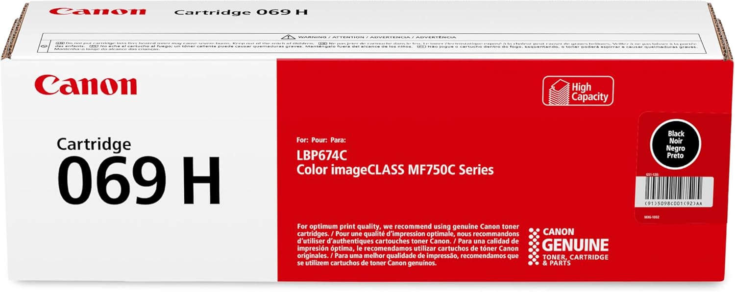 Canon Genuine 069 Black Toner Cartridge High Capacity Compatible with MF753Cdw, MF751Cdw, LBP674Cdw