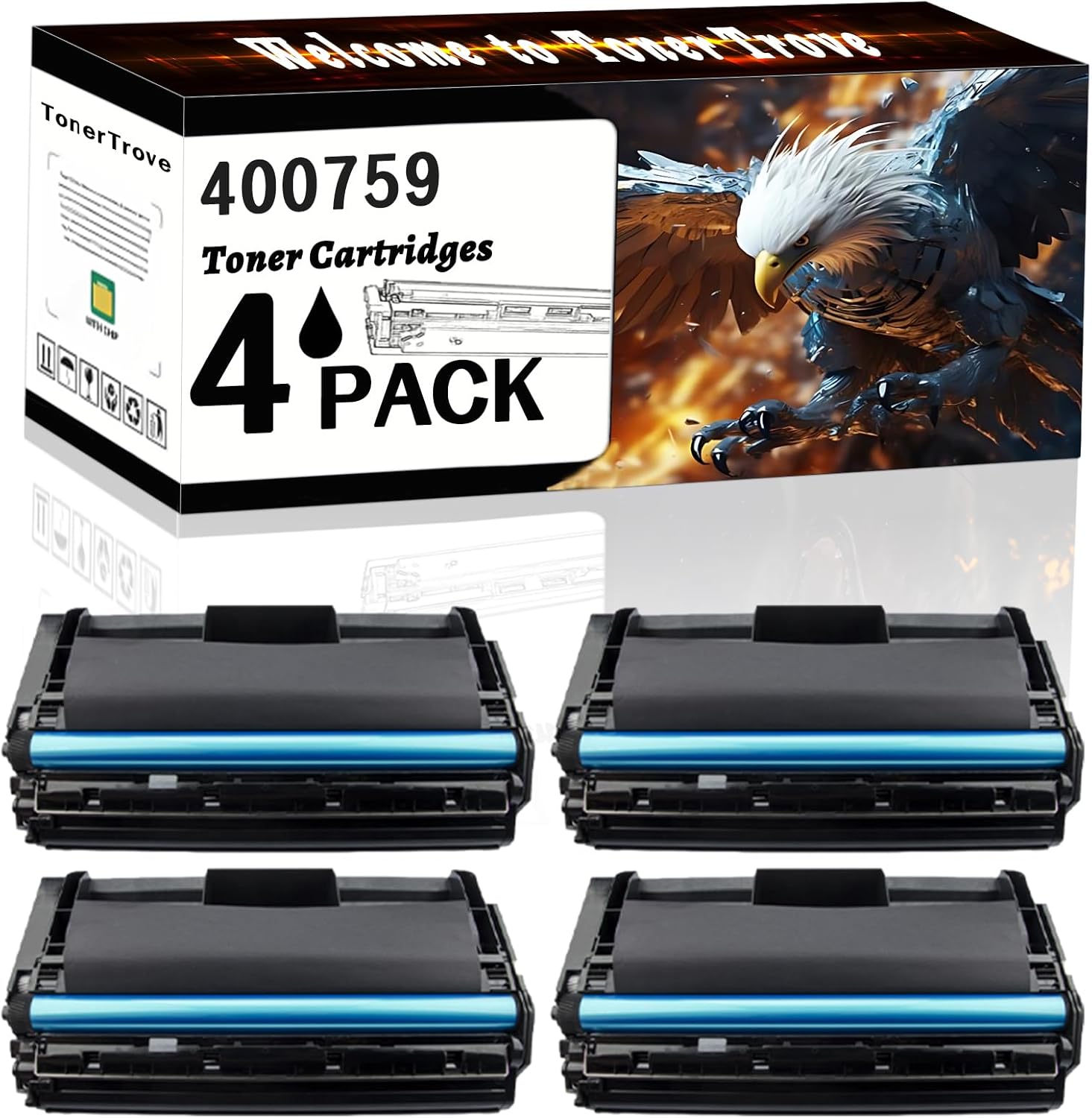 AGNNQ 400759 Toner Cartridges Compatible for Ricoh AP2600 AP2600N AP2610 AP600N AP610N Printers, Office Printing is Easy Clear Smooth (4 Pack Black)