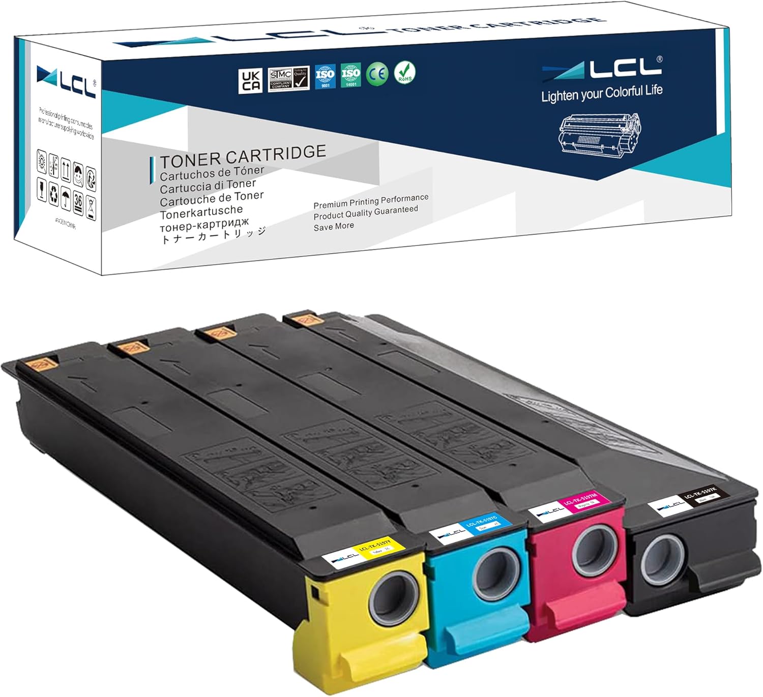 LCL TK-5197 TK-5199 Toner Cartridge Replacement for Kyocera TK-5197K TK-5199K TK-5197C TK-5199C TK-5197M TK-5199M TK-5197Y TK-5199Y for Kyocera 306ci 307ci 308ci CS 306ci CS 307ci CS 308ci (KCMY)