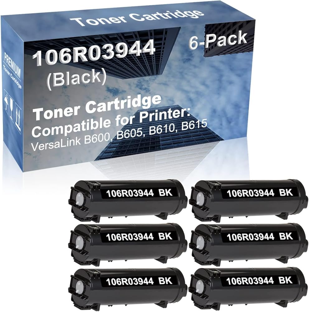 6-Pack Compatible High Capacity 106R03944 Toner Cartridge use for VersaLink B600, B605, B610, B615 Printer (Black)