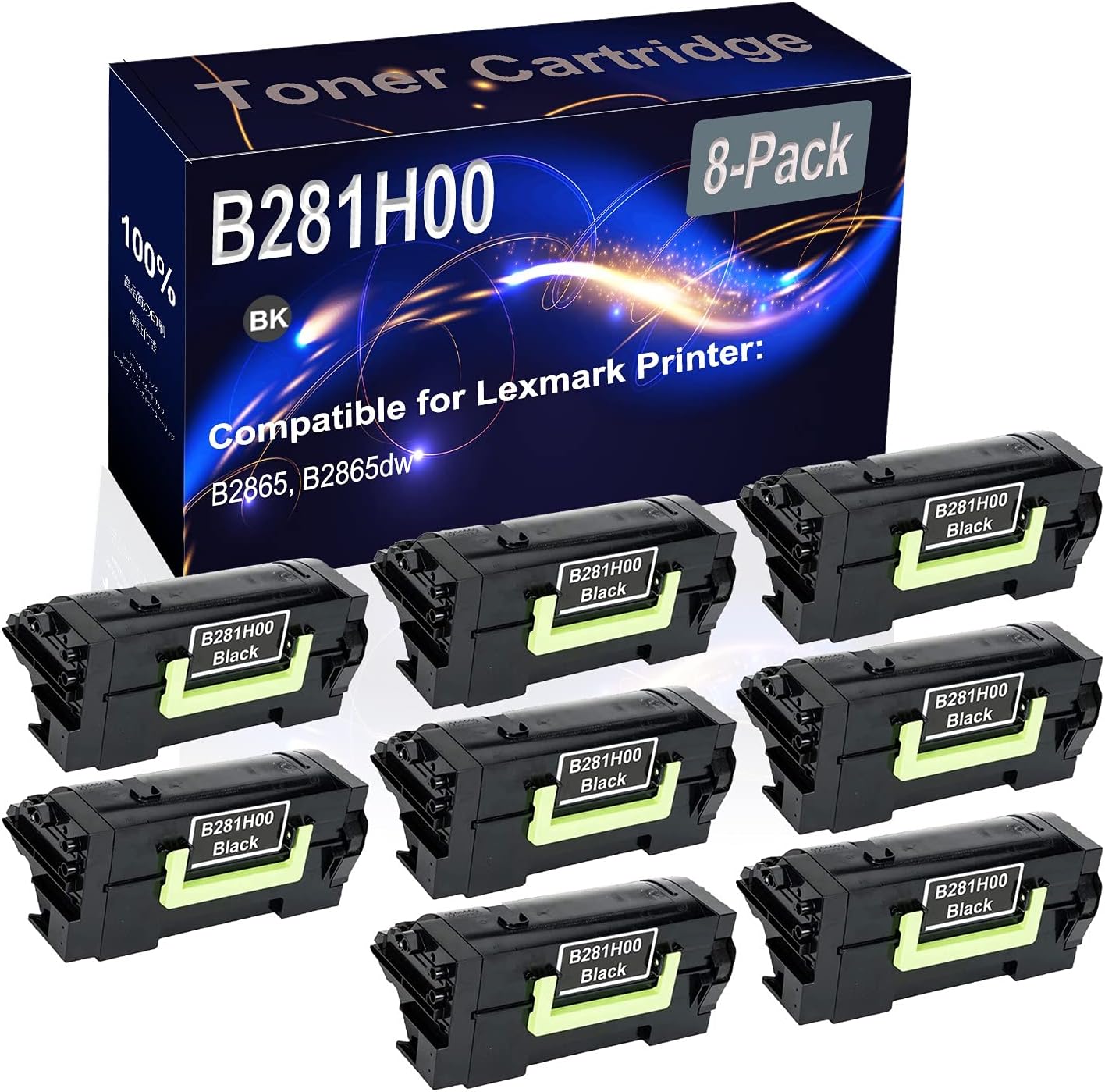 Kolasels 8-Pack (Black) Compatible B281H00 Printer Toner Cartridge (High Capacity) fit for B2865 B2865dw Printer