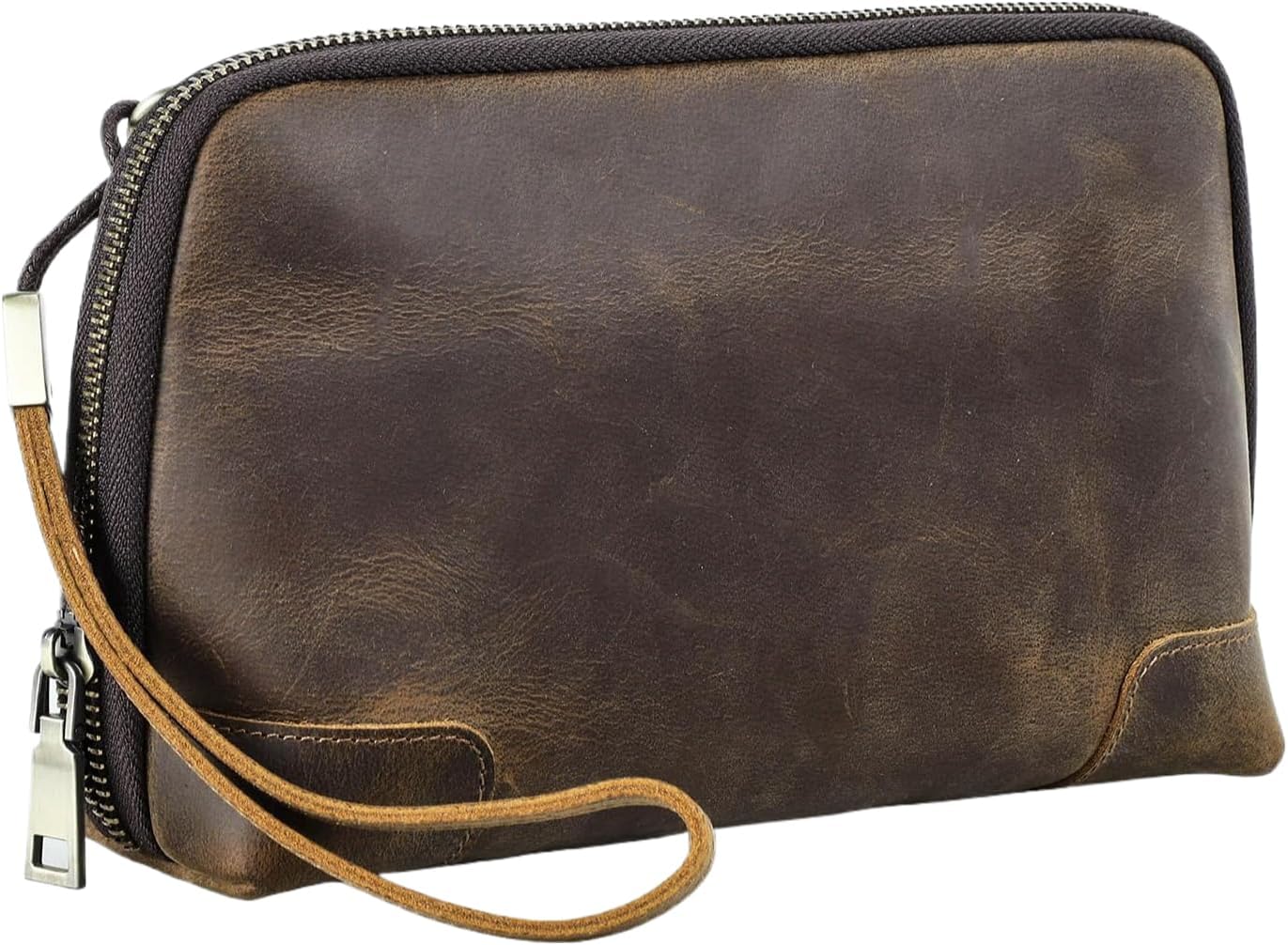 Vintage Cowhide Tech Organizer Bag - Travel Pouch for Accessories, USB Cables, Power Banks & Hard Drives