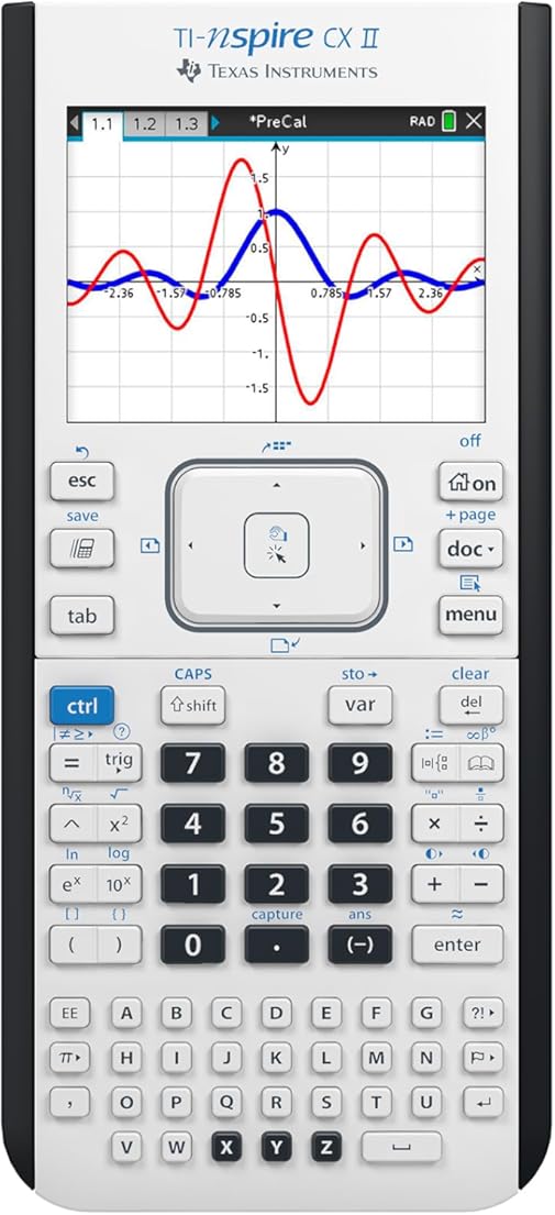 Texas Instruments TI-Nspire CX II Color Graphing Calculator with Student Software (PC/Mac) White 3.54 x 7.48