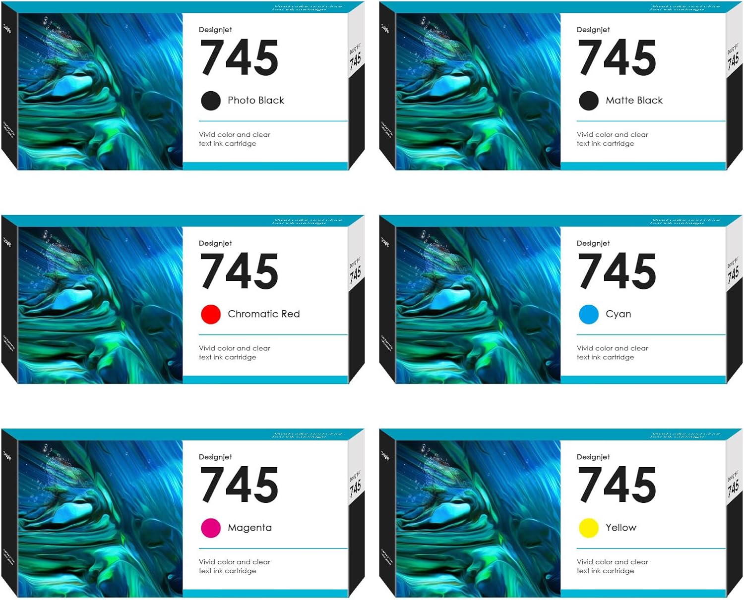 Heynnie Remanufactured 745 Ink Cartridge 300ml Set (6-Pack,MBK/PBK/C/M/Y/CR) Compatible with F9K06A F9K05A F9K04A F9K03A F9K02A F9K01A Toner Cartridge for HP Designjet Z2600 Z5600 Printer