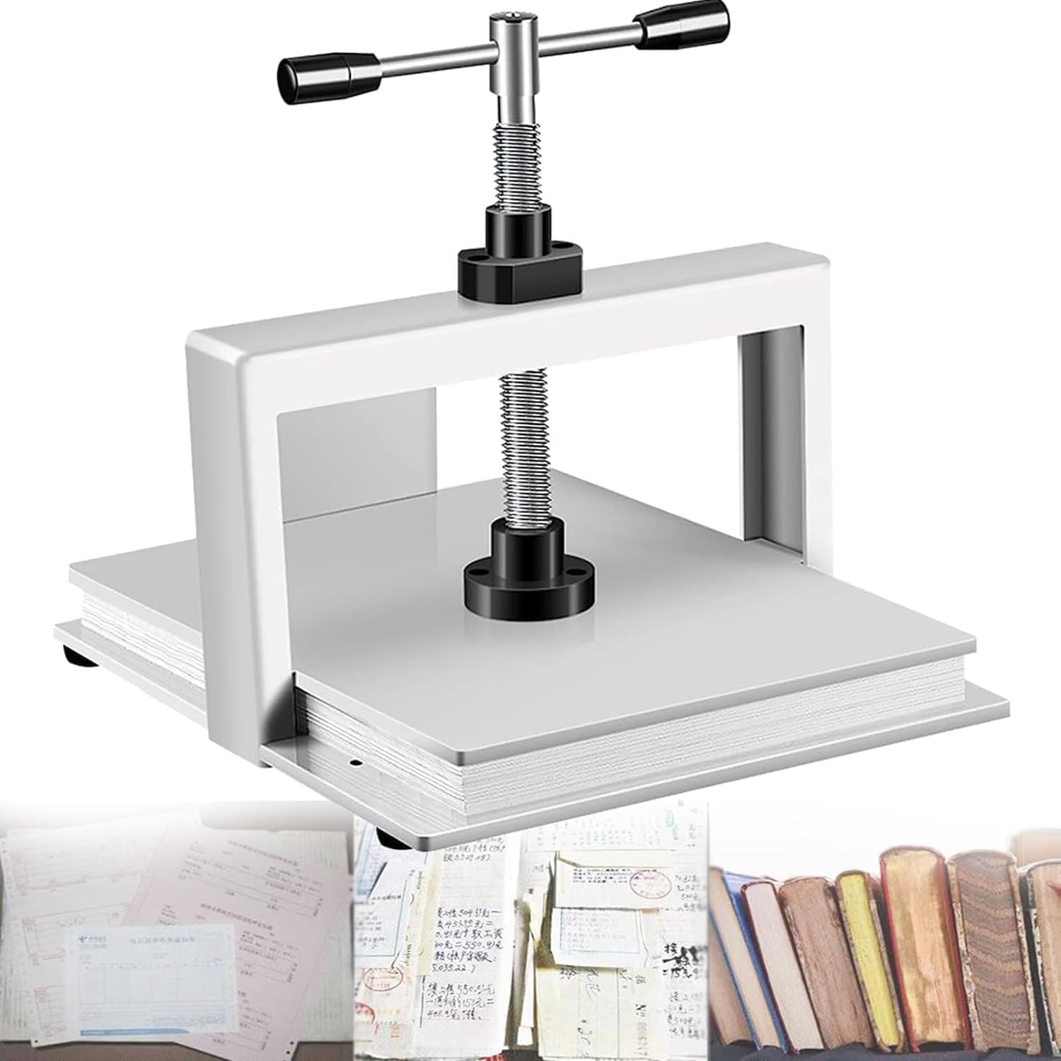 XQZMZSCP A4 Manual Paper Flat Press Machine, Bookbinding Press Machine, Heavy Duty Bookbinder 1500kg Pressure, for Nipping Vouchers Books