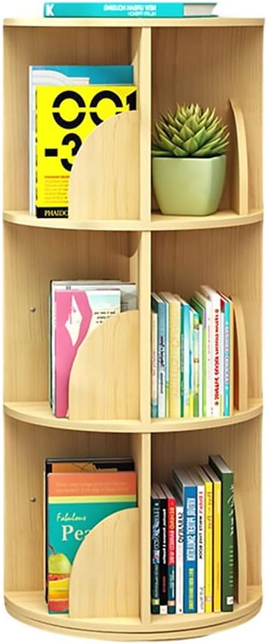 GaRcan Bookcases Rotating Wood Color Bookshelf 360 Degrees, Solid Hardwood Freestanding Display Stackable Bookcase,for Home Office Living Room Study (Brown 39 * 96cm)