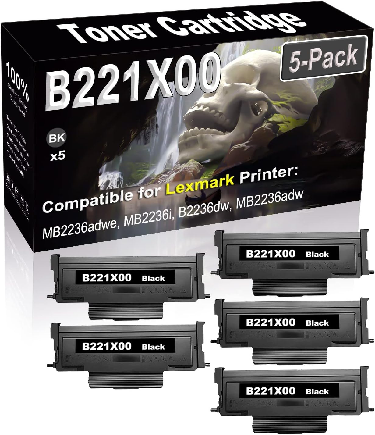 SINIYA 5-Pack Compatible High Capacity B221X00 Imaging Toner Cartridge use for MB2236adwe MB2236i B2236dw MB2236adw Printer (Black)