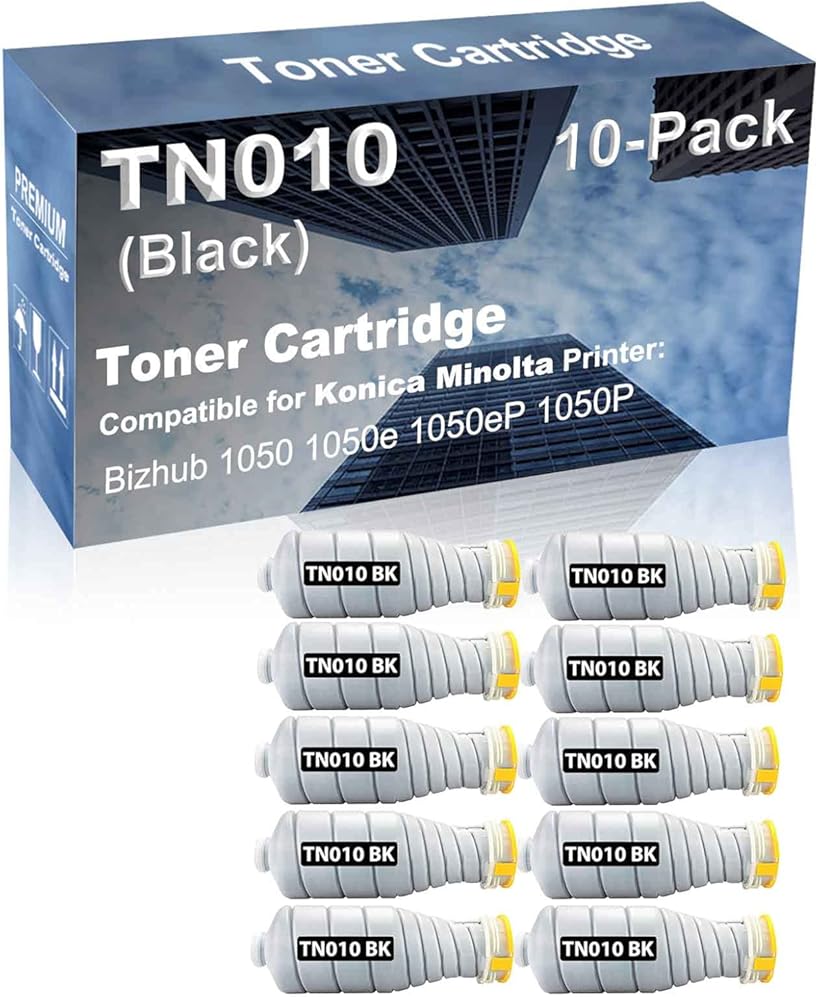 10-Pack Compatible High Capacity TN010 (A0YT031) Printer Cartridge use for Konica Minolta Bizhub 1050, 1050e, 1050eP, 1050P Printer (Black)