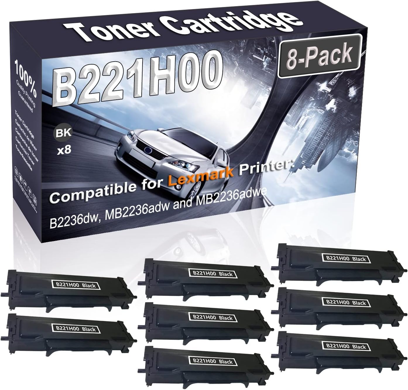 Kolasels 8-Pack (Black) Compatible High Yield B221H00 Printer Cartridge use for B2236dw MB2236adw MB2236adwe Printer