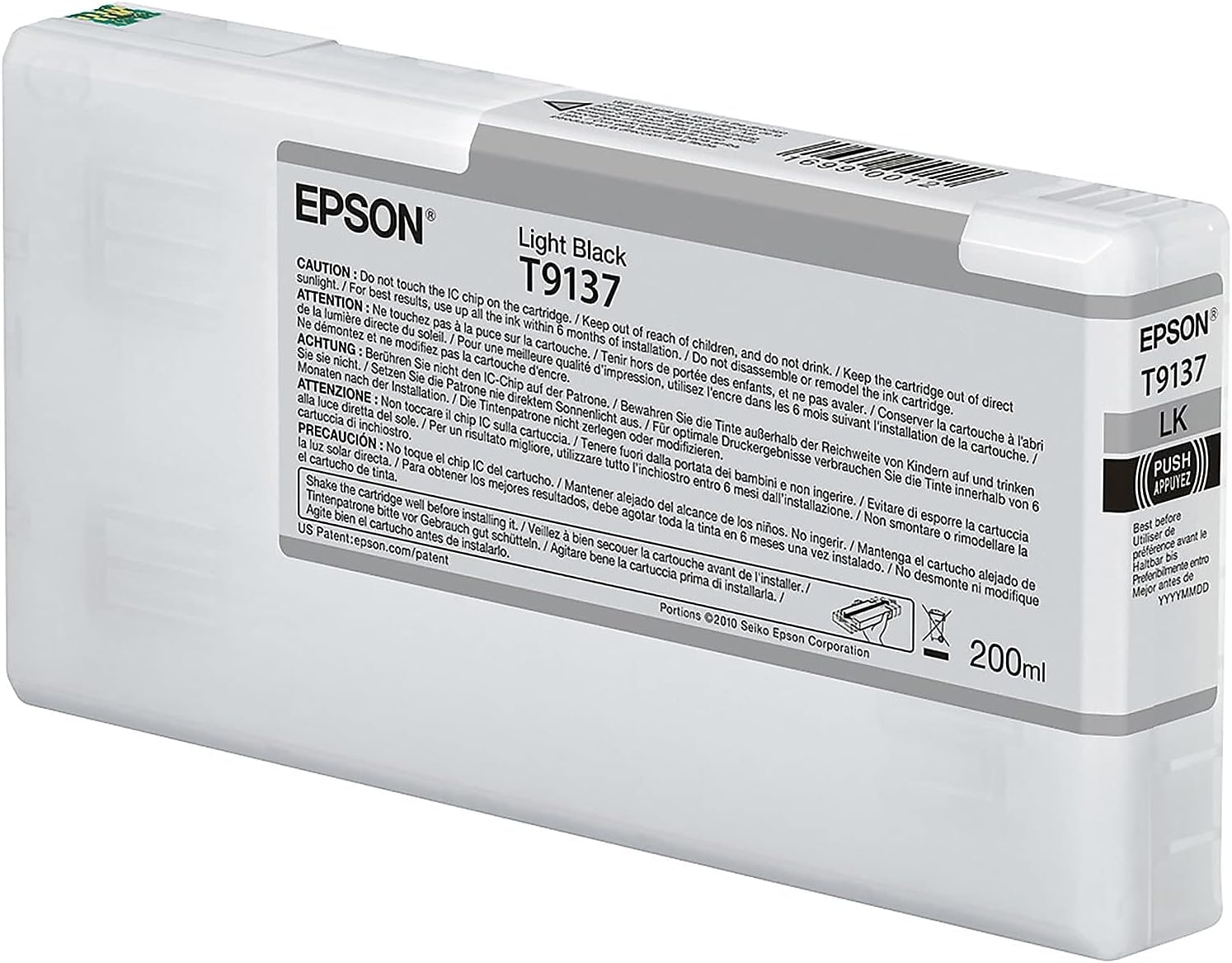 Epson 6480022028P10 Ultrachrome HD Ink Cart 200ml (Light Black)