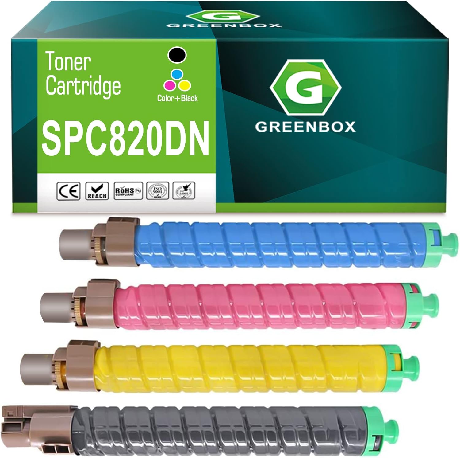 GREENBOX Compatible SP C820 SP C821 Toner Cartridge Replacement for 821026 821027 821028 821029 Cartridge for Ricoh Aficio SP C820 SP C821 SP C820DN SP C821DN Printer (1BK/C/Y/M)