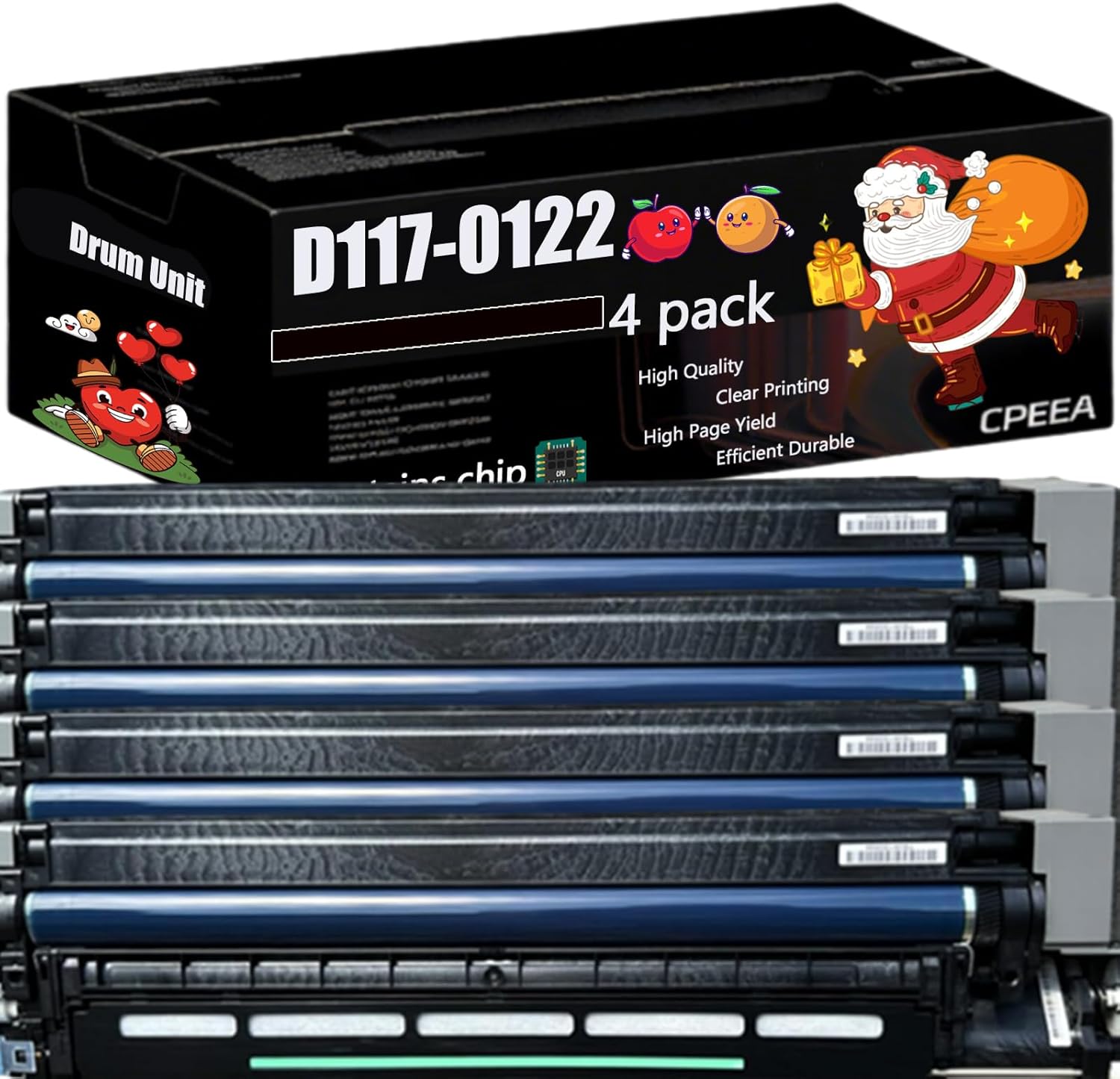 Compatible for Lanier D117-0122 D117-0123 D117-0124 Drum Unit Work for Lanier MP C305SPF MP C305SP Printers, with Chip, High Yield 22000 Pages, Clear Printing (4 Pack Black)