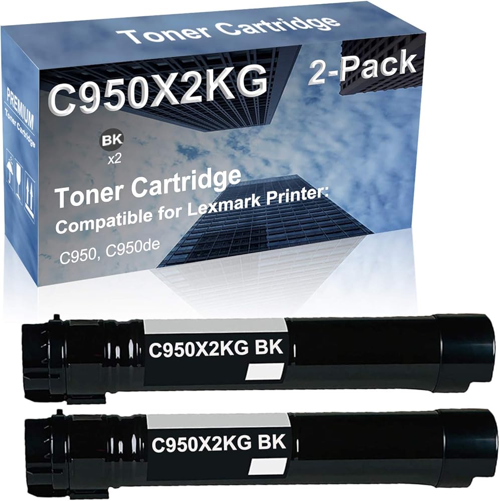 2-Pack (Black) Compatible C950, C950de Printer Toner Cartridge High Capacity Replacement for C950X2KG Toner Cartridge