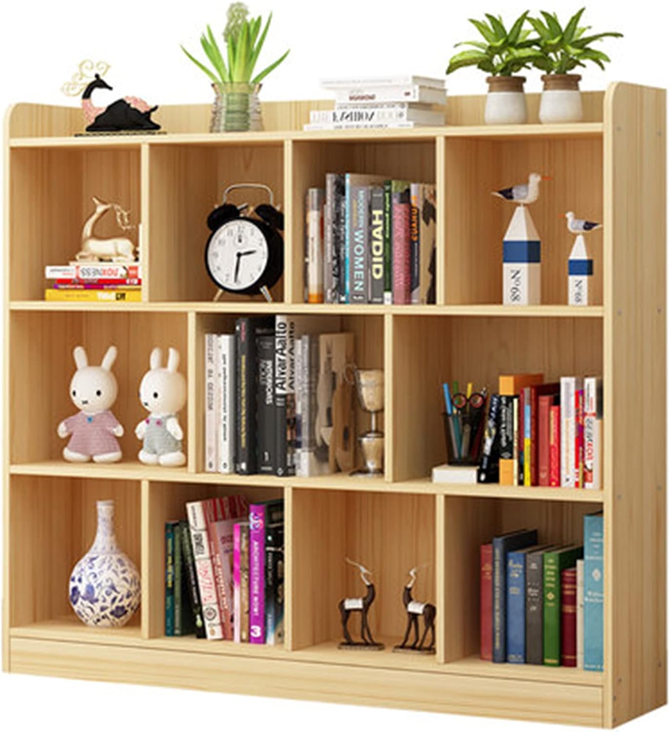 HIHELO Book Case Children's Bookshelf Floor Bookcase Desktop Storage Shelf Home Student Living Room Small Storage Lattice Cabinet Bookshelves