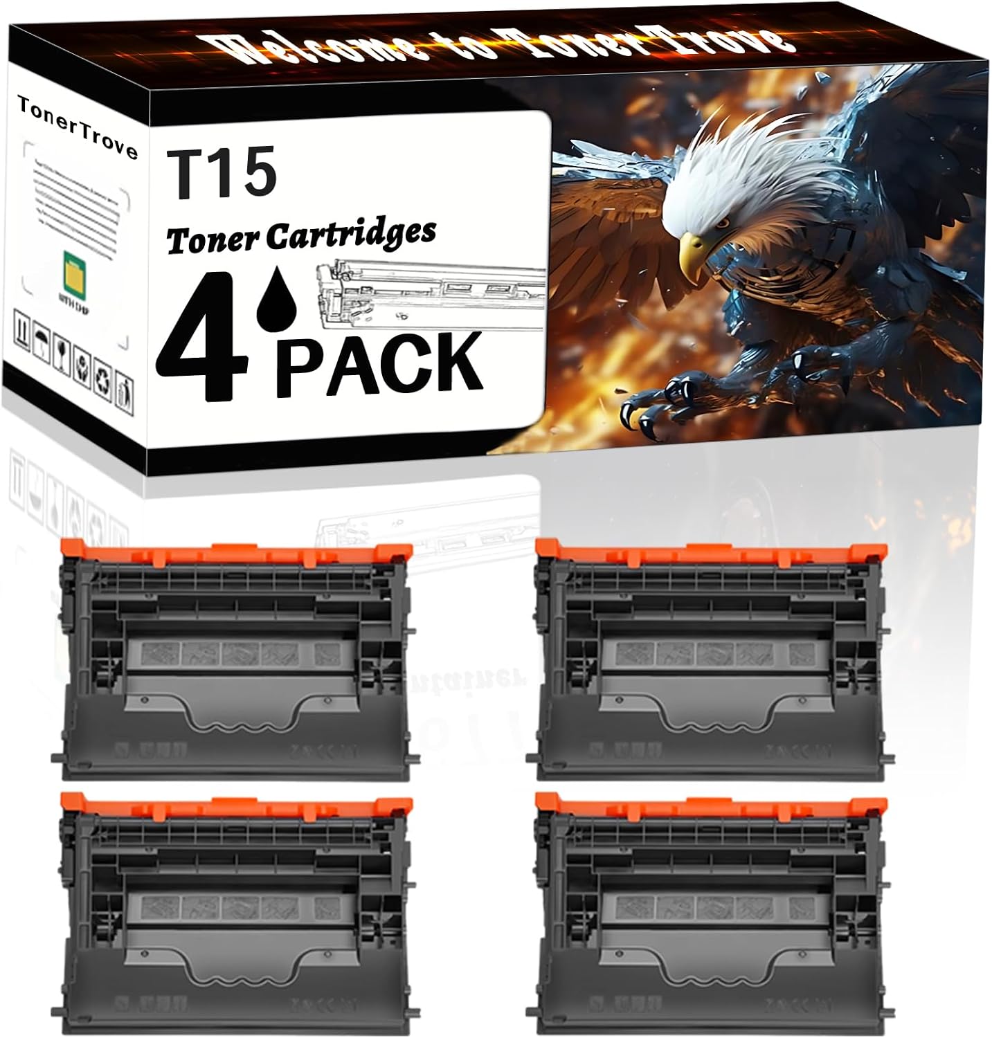 T15 Toner Cartridges Compatible for Canon i-Sensys X1861P X1871P Printer, Office Printing is Easy Clear Smooth (4 Pack Black)