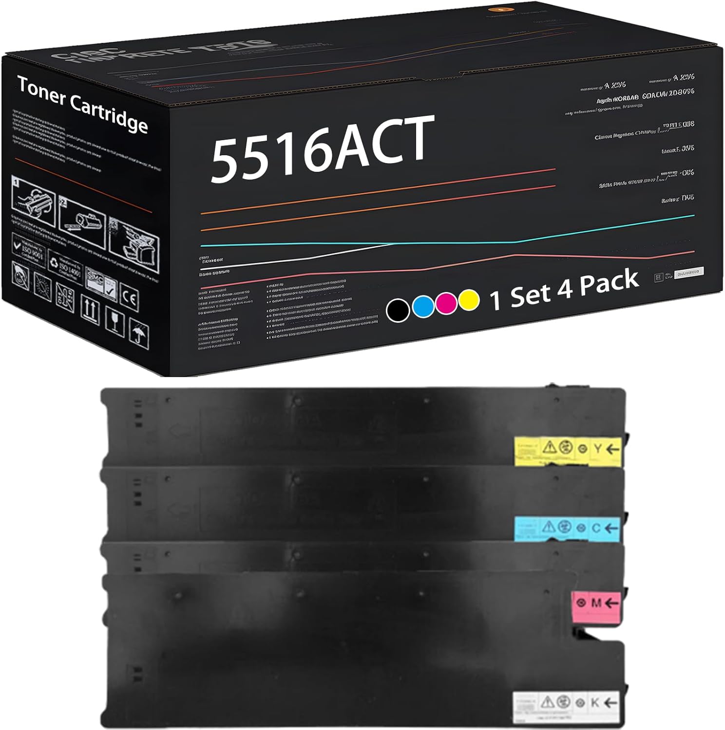 UVUMB Compatible with Toshiba 5516ACT Toner Cartridge Work for Toshiba E Studio 5516AC 6516AC 6516ACT 7516AC Printers (4-Pack BK/C/M/Y)