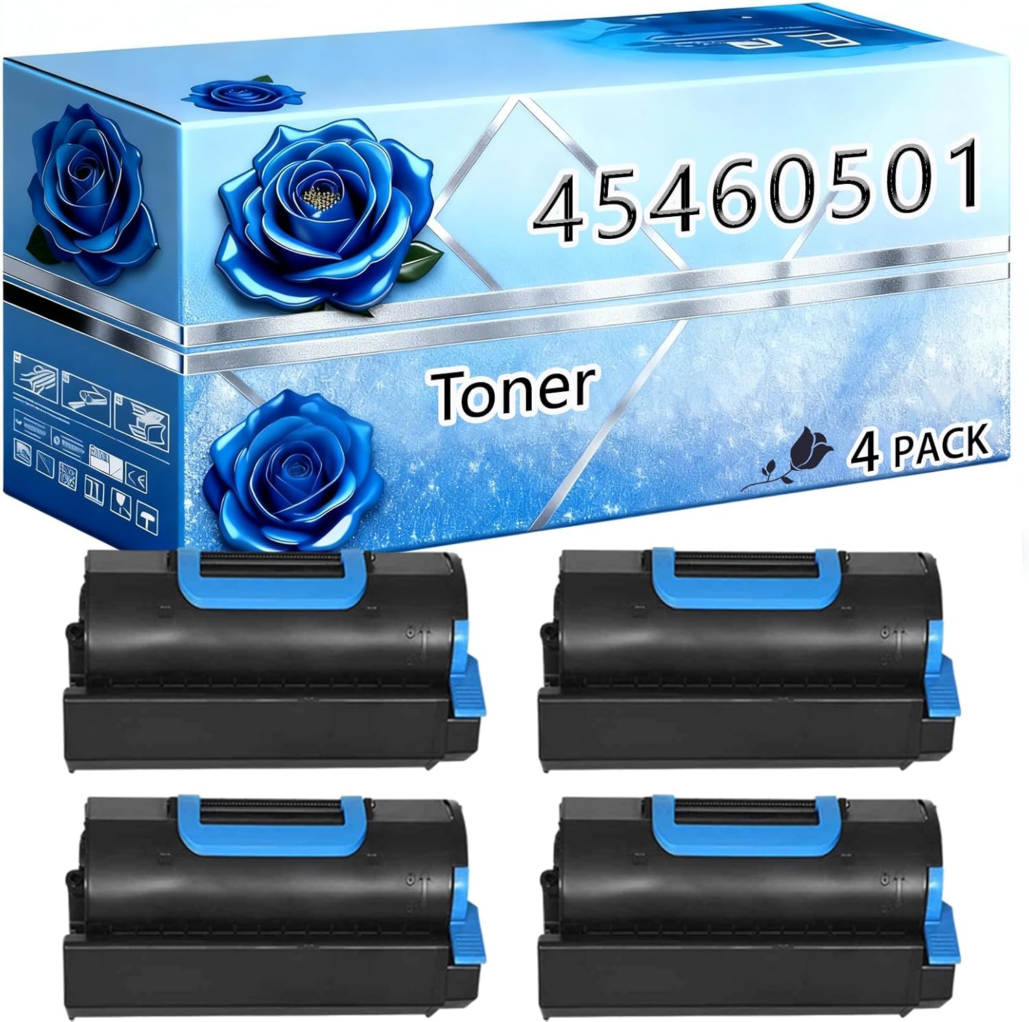 BIVOL Compatible Toner Cartridge+Drum Unit Replacement for Okidata OKI 45460501 High Yield 40000 Pages MPS5502mbf MPS5502mbfx MPS5502mb MPS5501b Printers (4 Pack Black)