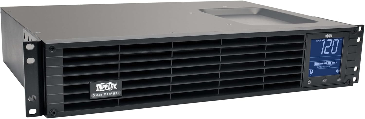 Tripp Lite SMC15002URM 1500VA Rack Mount UPS Battery Backup, Pure Sine Wave, 1000W, 8 Outlets, 2U Rackmount, LCD, AVR, Uninterruptible Power Supply, 3-Year Warranty & $250,000 Insurance