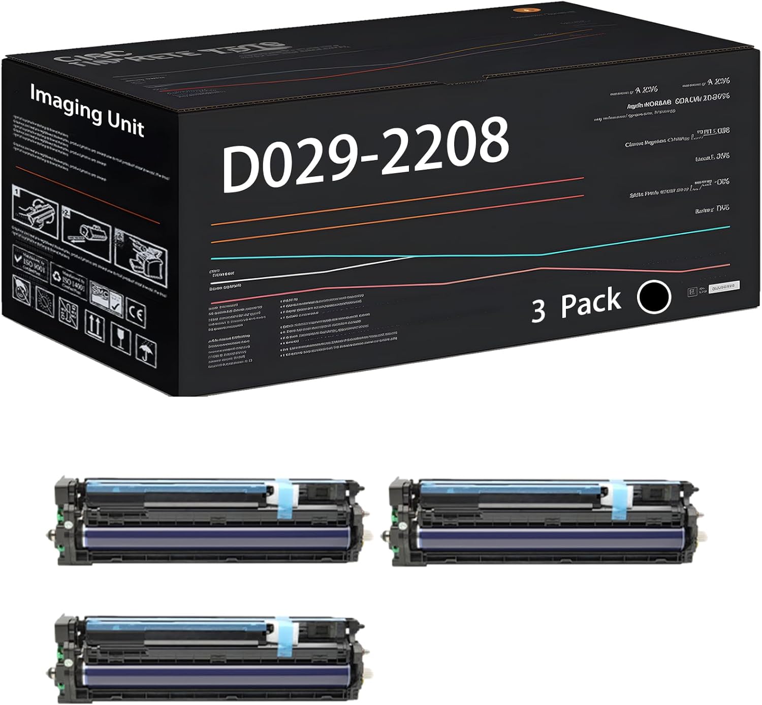 UVUMB Compatible with Gestetner D029-2208 Imaging Unit Work for Gestetner MP C4000 C5000 Printers, with Chip, High Yield 100000 Pages, High-Definition Printing (3 Pack Black)