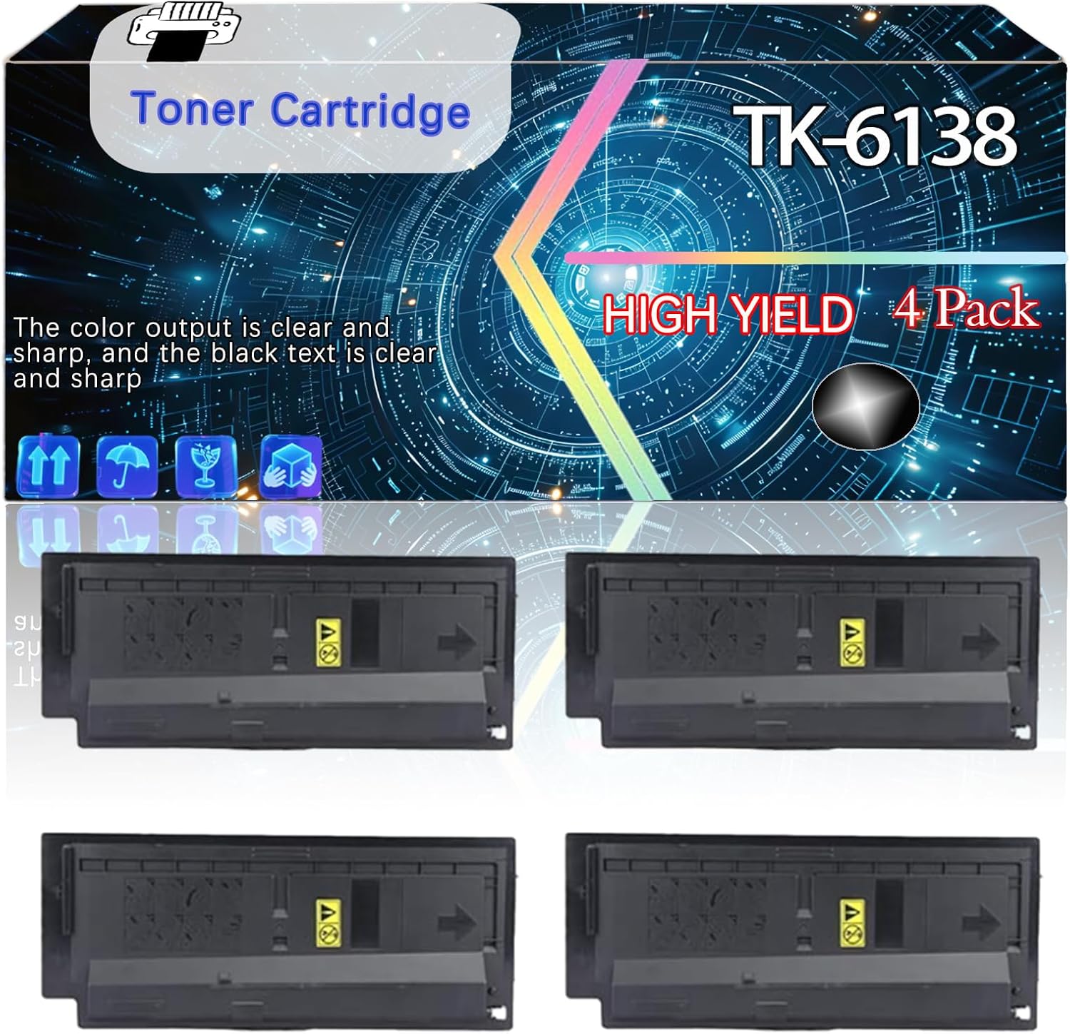 CEECN Compatible for Kyocera TK-6138 Replacement Toner Cartridge Used with ECOSYS M4020idn Printers, High Production Multiple Options (4 Pack Black)