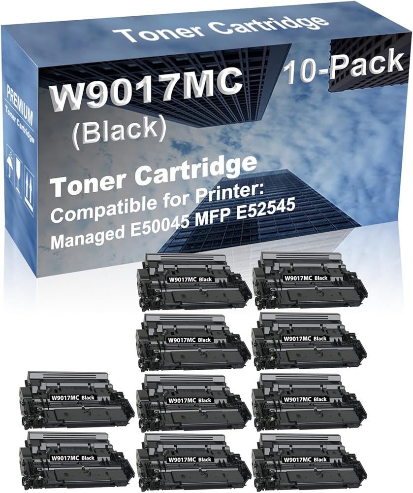 10-Pack Compatible High Yield Managed E50045 MFP E52545 Printer Cartridge Replacement for W9017MC Toner Cartridge (with Old Chip Black)