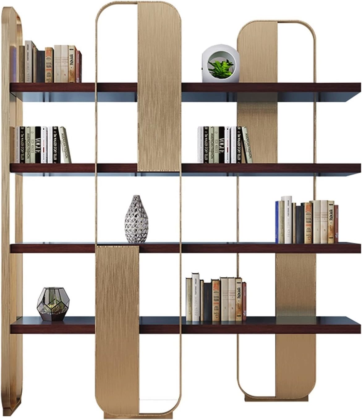 thalo Bookcases Creative Multi-Layer Shelf Bookshelf Modern Living Room Floor Shelf Simple Stainless Steel Whole Wall Storage Display Rack Bookshelves Organizer (Color : B, Size : Large)