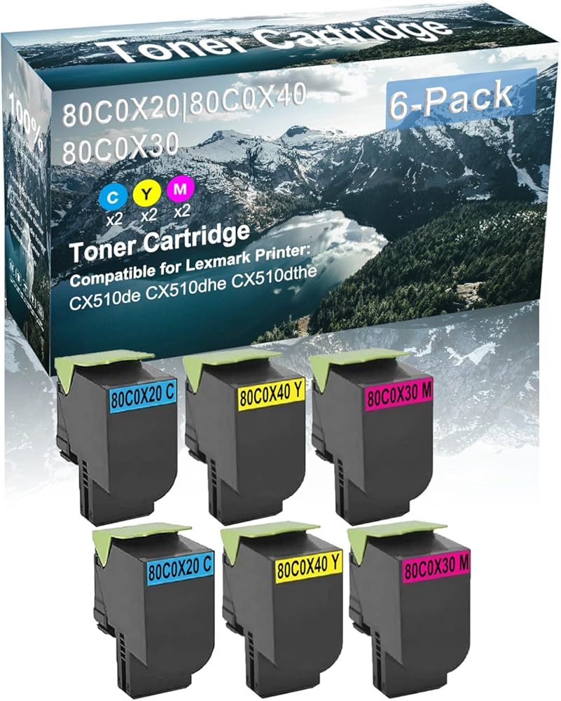 Credibility Store 6 Pack (C+Y+M) Compatible (High Yield) 80C0X20 80C0X40 80C0X30 Toner Cartridge Used for CX510de CX510dhe CX510dthe Printer