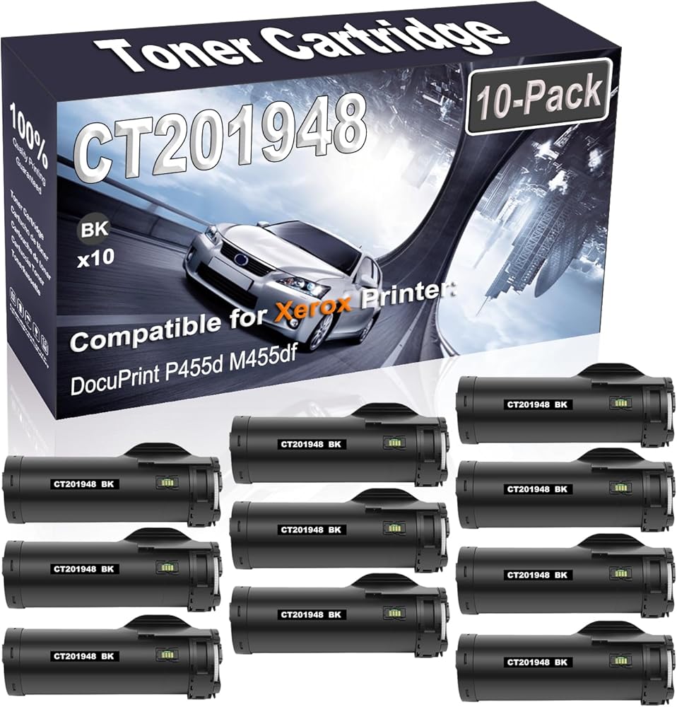 Kolasels 10-Pack (Black) Compatible CT201948 Printer Toner Cartridge (High Capacity) fit for DocuPrint P455d M455df Printer