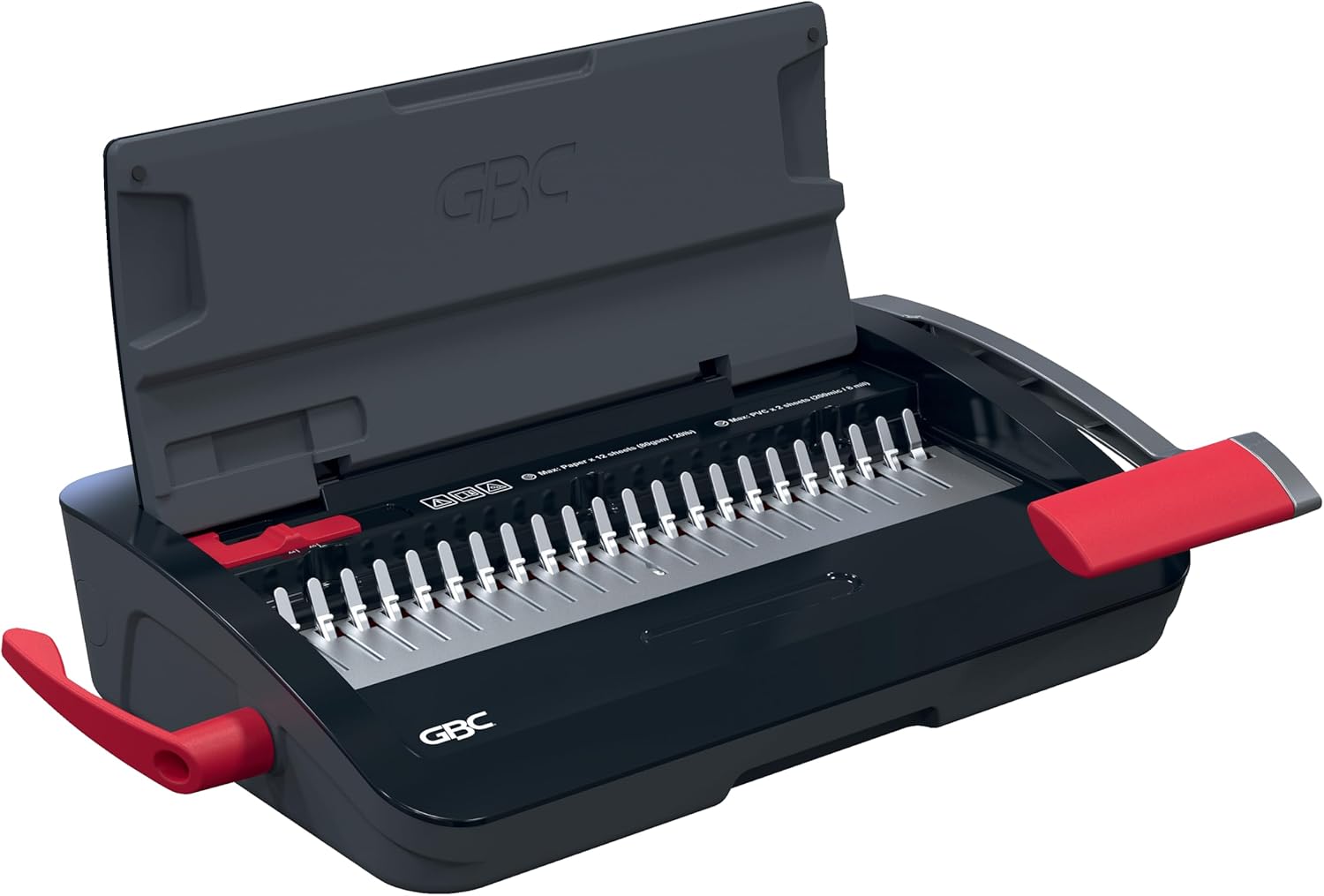 GBC CombBind CB12 Manual Binder - Binds 165 A5/A4 Sheets, Compact and Lightweight Design, Punches 12 Sheets, Black/Silver, 4410060