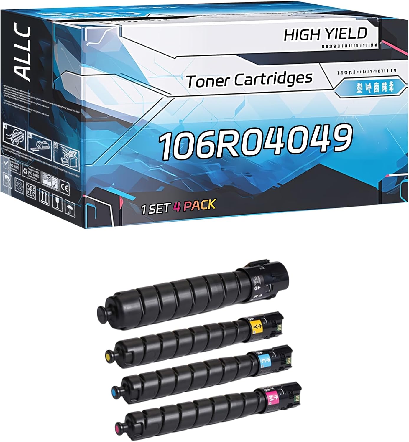 Compatible for Xerox 106R04049 Toner Cartridges Work for Xerox VersaLink C8000DT C8000W Printers, with Chip, High Yield 30900 Pages, Clear Printing (Multicolor)