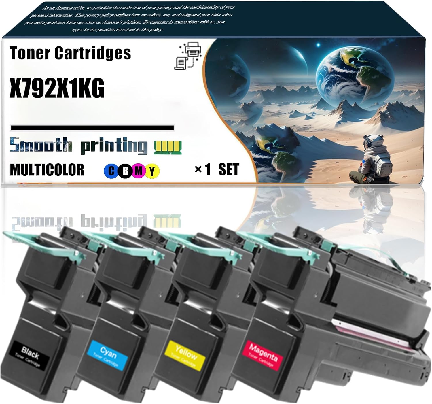 Replacement Parts Toner Cartridges X792X1KG Compatible with Lexmark X792DE X792DTE X792DTFE X792DTME X792DTPE X792DTSE Printers, Contains Chip and Clear Printing (4-Pack BK/C/M/Y)