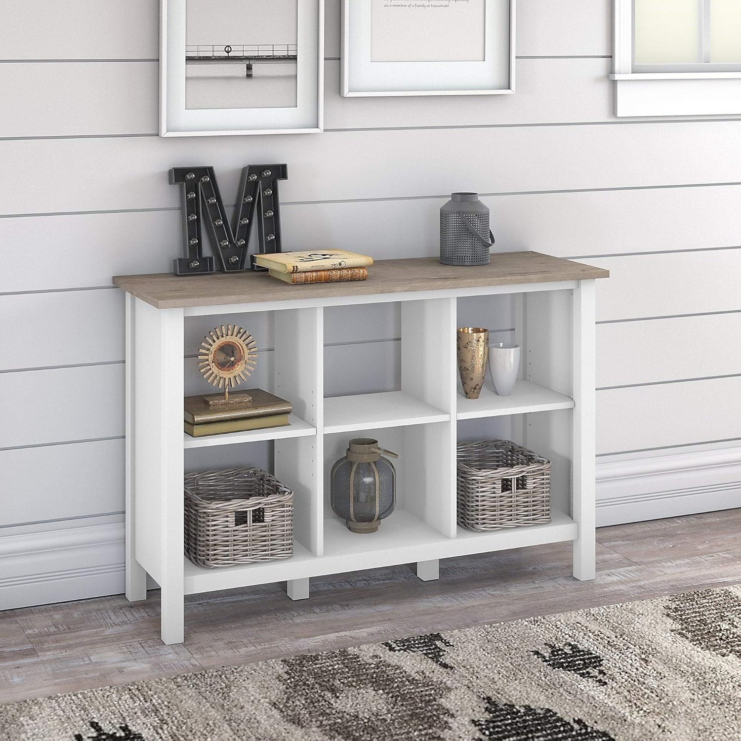 Misc 6 Cube Bookcase White MDF Pewter Finish