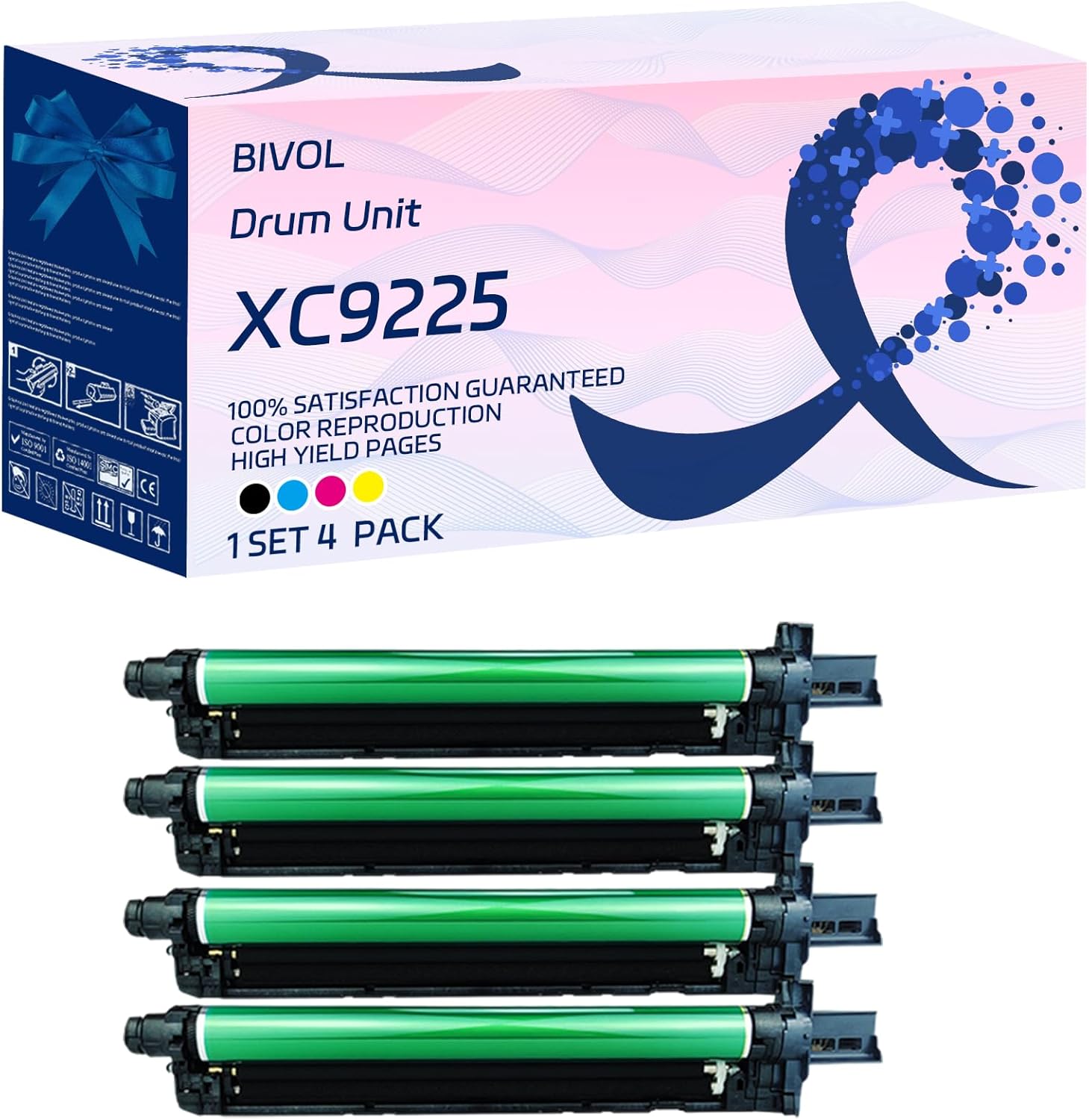XC9225 Drum Unit Compatible for Lexmark XC9225 XC9235 XC9245 XC9255 XC9265 Printers, with Chip, High Yield 80000 Pages, Vivid Colors (4-Pack BK/C/M/Y)