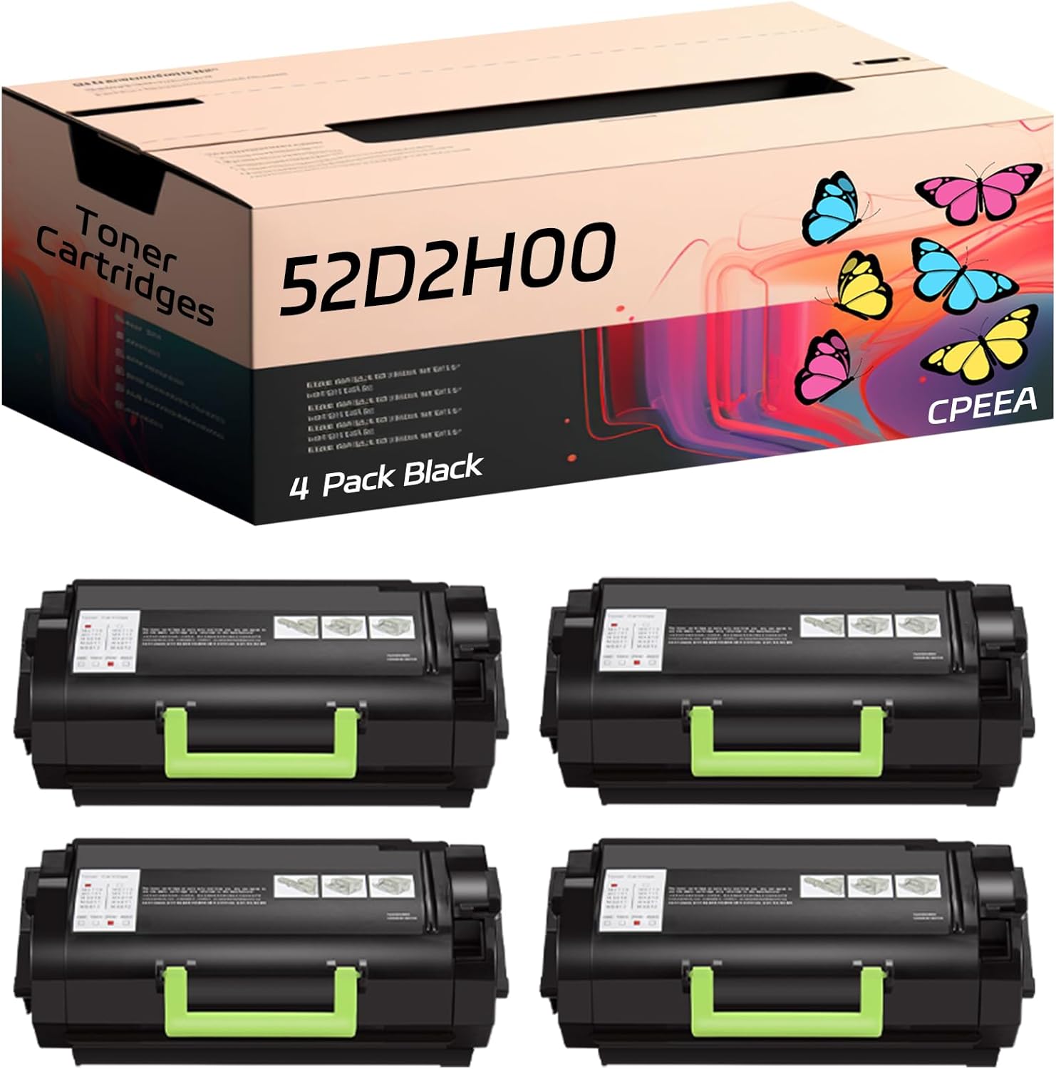 Compatible for Lexmark 52D2H00 Toner Cartridges Work for Lexmark MS811dtn MX810dtme MX812dpe MX812dxe MX810dtme Printers (4 Pack Black)