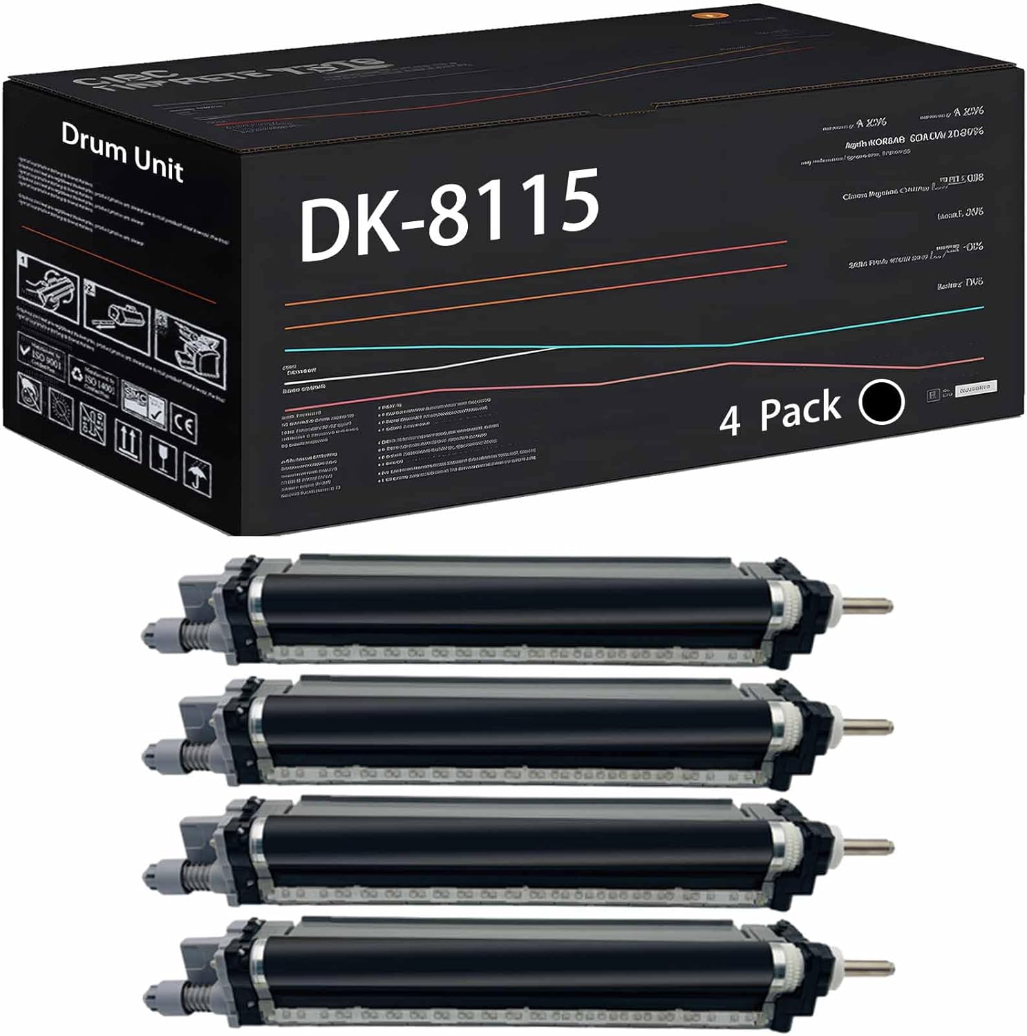 Wondrx DK-8115 Drum Unit Compatible with Kyocera ECOSYS M8124cidn M8130cidn Printers, High Yield 80000 Pages (4 Pack Black)