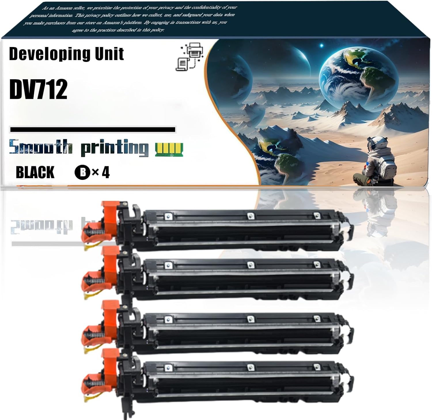 LSSF Replacement Parts Developing Unit DV712 Compatible with Konica Minolta bizhub C659 bizhub C759 Printers, Contains Chip and Clear Printing (4 Pack Black)