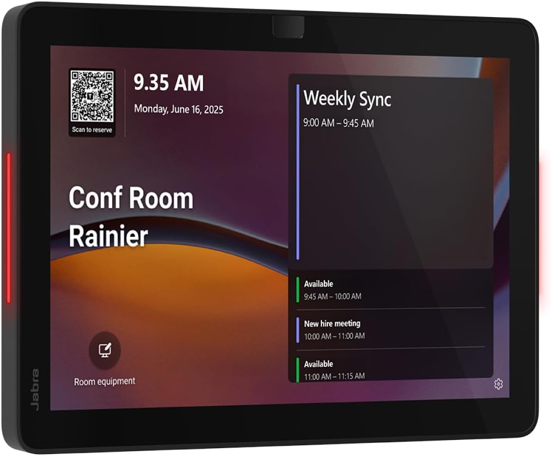 Jabra Scheduler – 10.1” Touchscreen Tablet, Meeting Room Scheduling Display, Android 13 OS, Flexible Wall or Glass Mounting, UC, Simple to Use, Easy Deployment