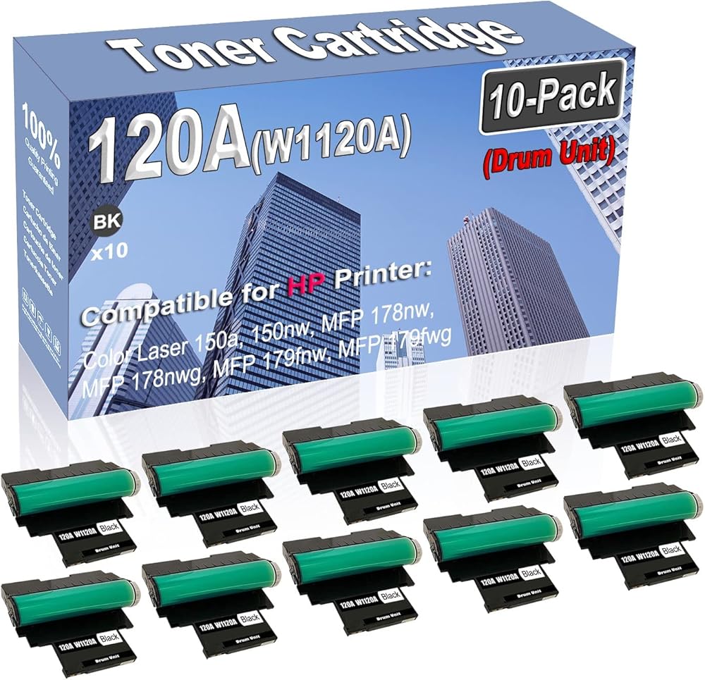 10-Pack Compatible High Capacity 120A (W1120A) Printer Drum Unit use for HP 150a 150nw MFP 178nw MFP 178nwg MFP 179fnw MFP 179fwg Drum Kit (Black)