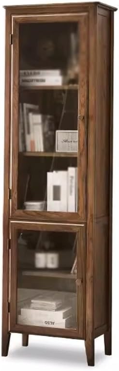 YOUQUEEN Book Shelf Pure Solid Wood Bookcase Oak Two-Door Small Bookshelf Solid Wood Bookcase Display Rack American Study Furniture Bookshelves and Bookcases