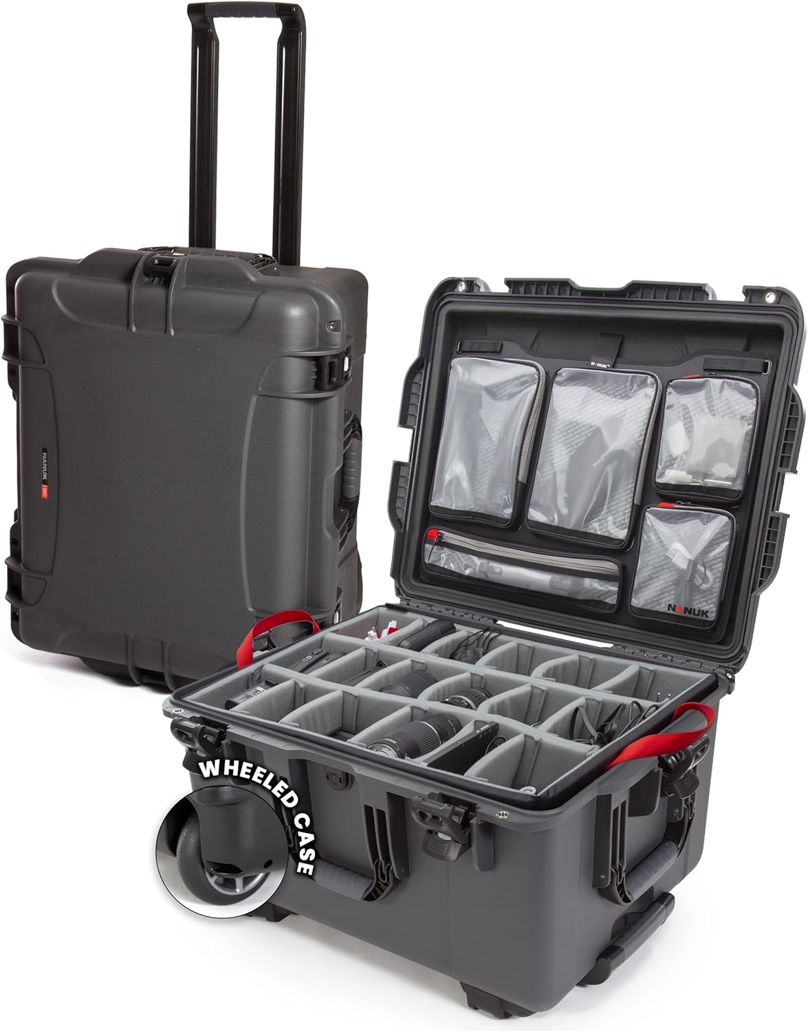 NANUK 960 Pro Photo Kit – Waterproof Travel Camera Hard Case with Padded Dividers and Wheels, 25.4” x 20” x 14.5” Dustproof and Impact-Resistant, Ideal for Heavy Loads – Graphite
