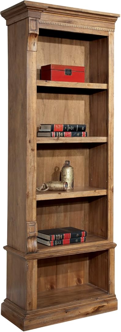 Hekman Furniture Wellington Hall Office Executive Left Pier Bookcase Wooden Finish - Three Adjustable Shelves One Fixed Shelf Floor Levelers Rustic Storage Display for Home or Office