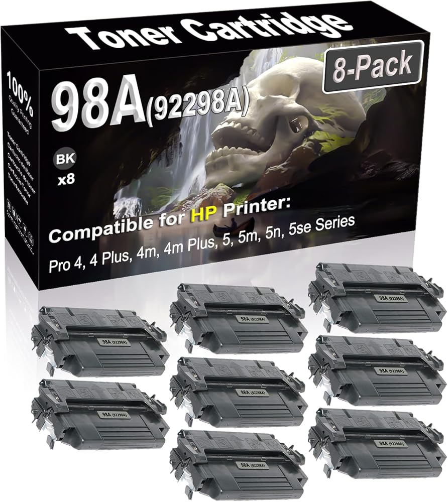 SINIYA 8-Pack (Black) Compatible Pro 4, 4 Plus, 4m, 4m Plus, 5, 5m, 5n, 5se Laser Printer Cartridge (High Capacity) Replacement for 98A 92298A Printer Cartridge