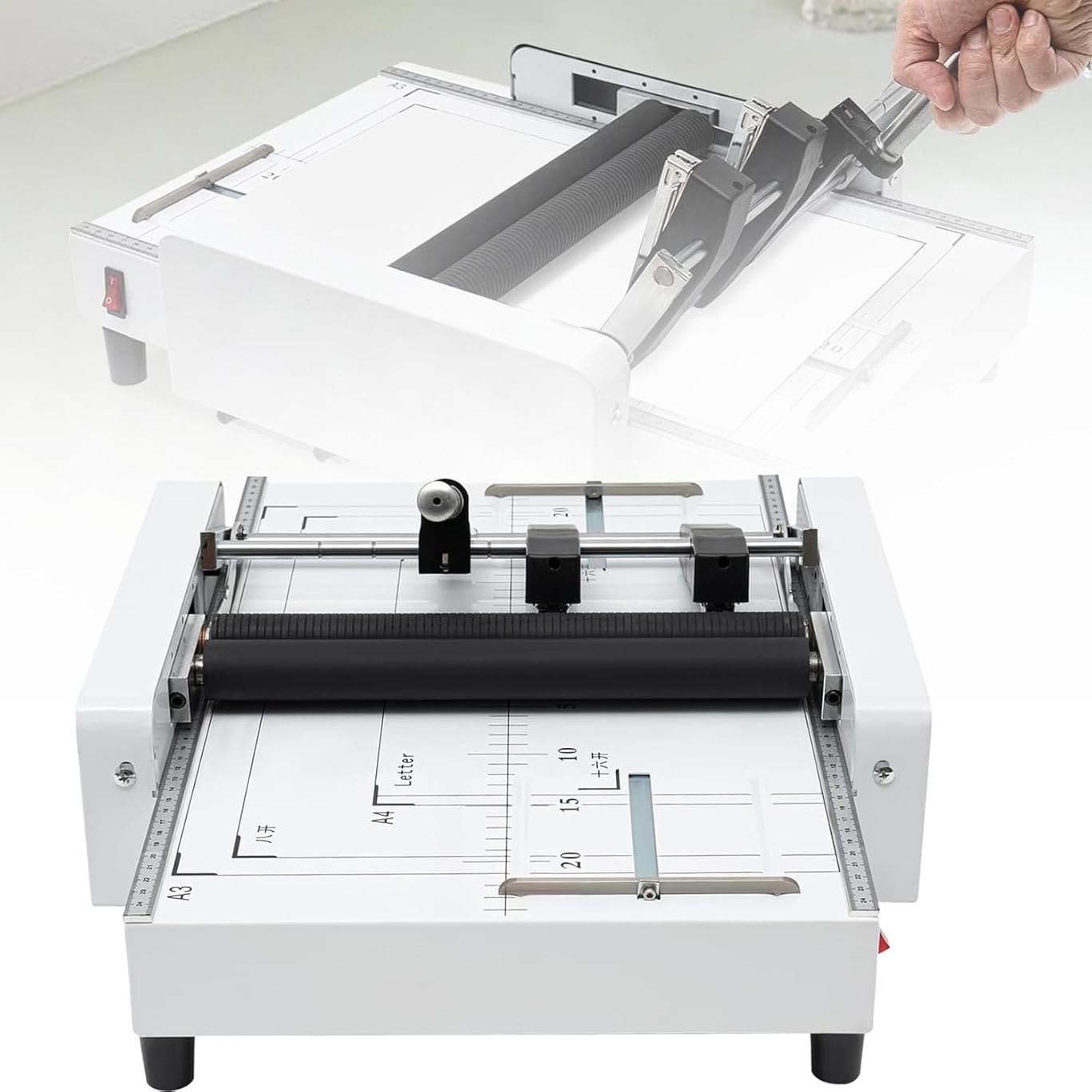 Automatic Booklet Binding and Folding Machine,Adjusting and Fixing The Length of The Binding Material with A Ruler for Booklet Production Such As Atlases, Brochures, Books, Etc. 5nails