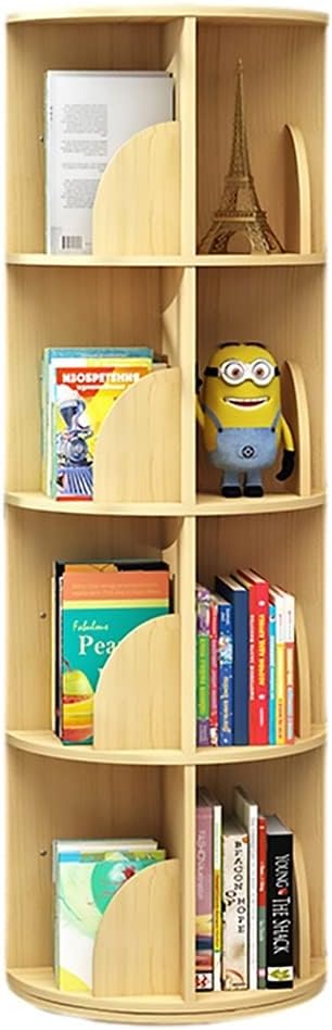 GaRcan Bookcases Rotating Wood Color Bookshelf 360 Degrees, Solid Hardwood Freestanding Display Stackable Bookcase,for Home Office Living Room Study (Brown 46 * 131cm)