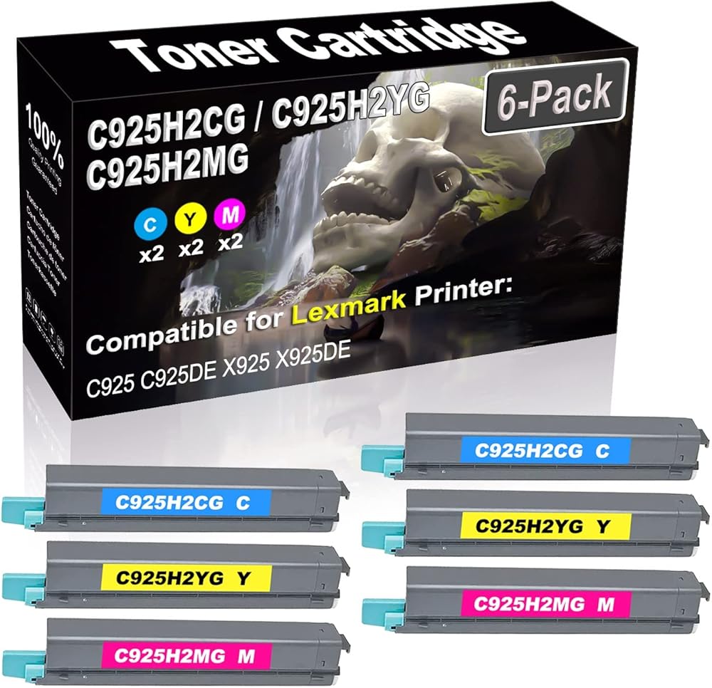 SINIYA 6-Pack (2C+2Y+2M) Compatible High Yield C925H2CG C925H2YG C925H2MG Laser Printer Toner Cartridge Used for C925 C925DE X925 X925DE Printer