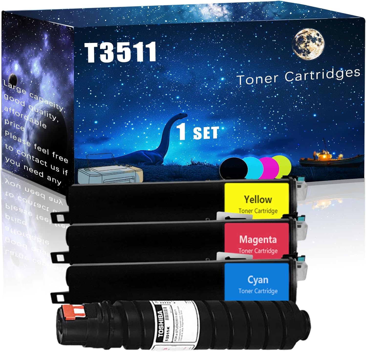 MUCQL T3511 Compatible Toner Cartridges Replacement for Toshiba High Yield Compatible e-Studio 3511 Printers, Meet Printing Needs (4-Pack BK/C/M/Y)